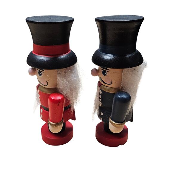 Pair of 5" Nutcracker Soldier Figurine Wooden Christmas Decor Christmas Holiday - Picture 2 of 6